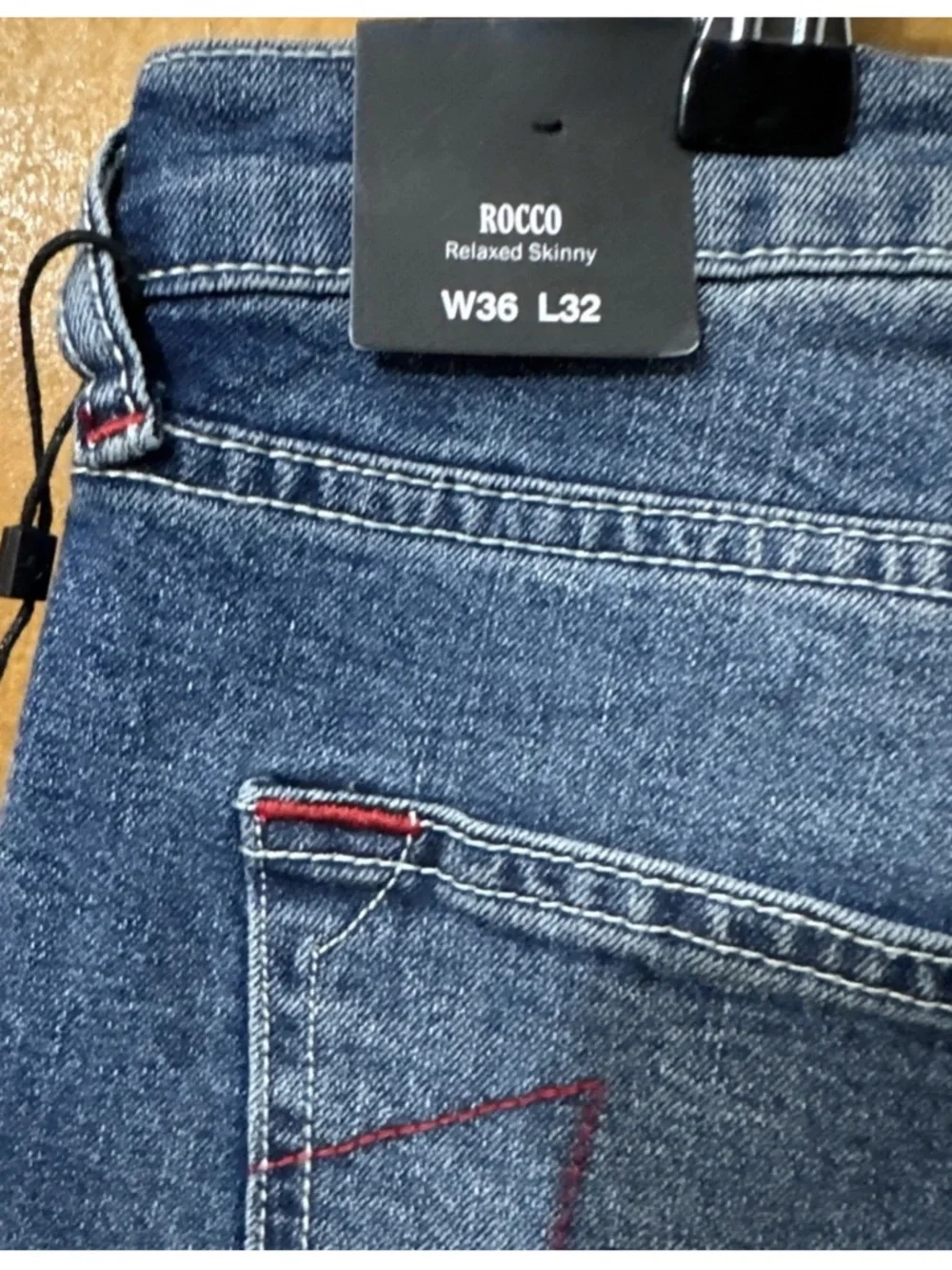 True Religion Mens 36X32 Rocco Skinny Relaxed Blue Denim Jeans Stretch Pockets